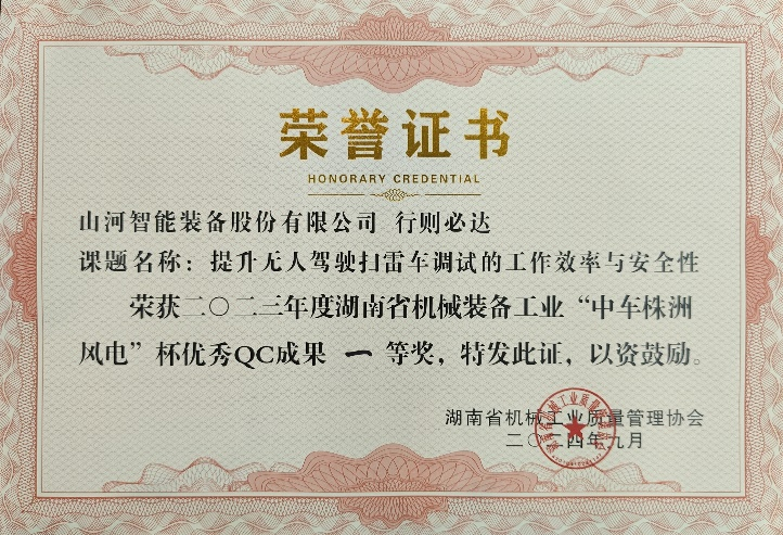 喜讯！2023年度省机械工业质量治理成就擂台赛304am永利集团智能再获殊荣！